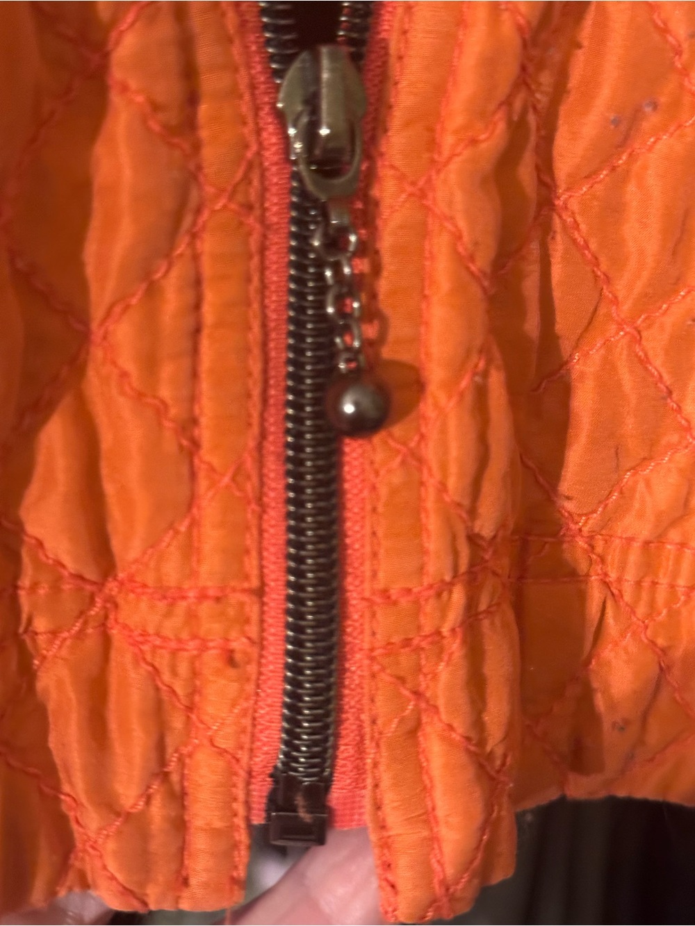 Quilted Orange Zipper Jacket - Bright Orange